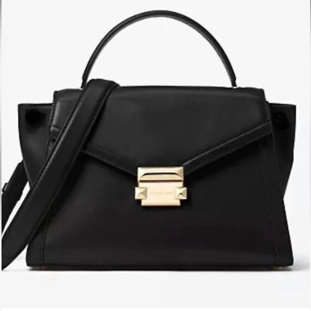 Michael Kors Whitney Medium Leather Flap Satchel Shoulder Crossbody Bag 
Black - Picture 7 of 16